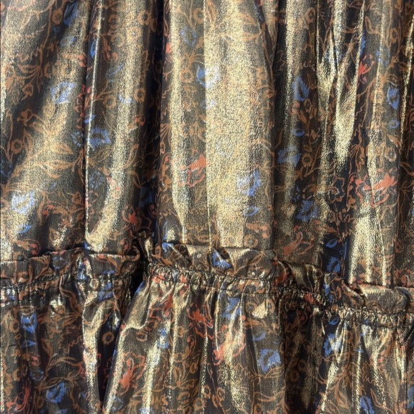 Free People Shimmering Gold Mini Skirt - Picture 3 of 8